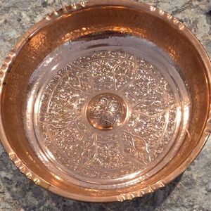 Ornate Hammered Copper Decorative Bowl